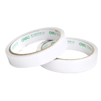 得力30402棉纸双面胶带18mm*10y*80um(白)(16卷/袋)