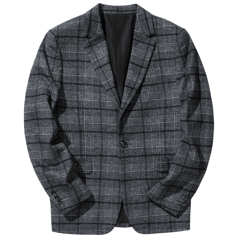 千纸鹤男装商务休闲便西上衣2019秋新款帅气时尚格子小西装外套男35162