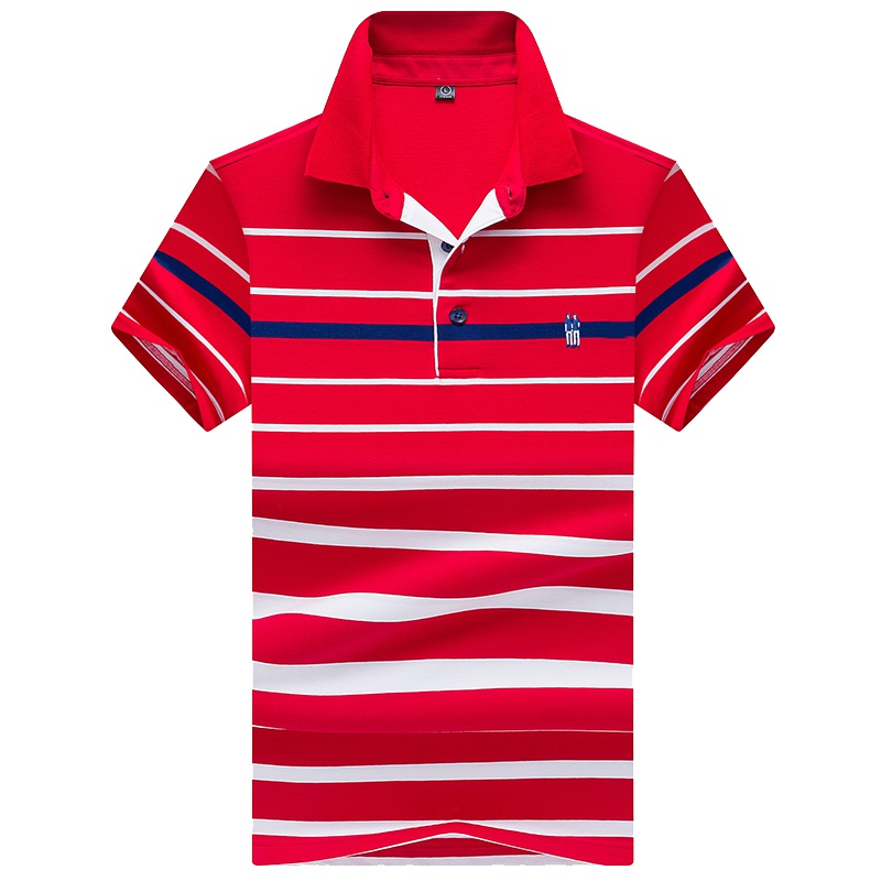 雅鹿男装男短袖条纹翻领POLO衫男中青年休闲打底衫上衣男装08071