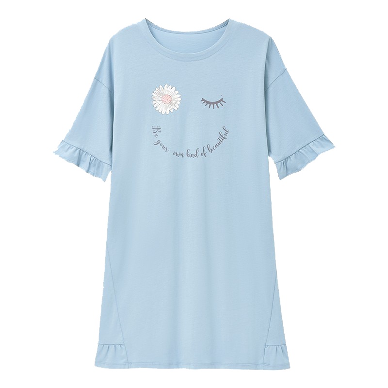 三枪 女水柔棉圆领短袖家居裙 70427A0