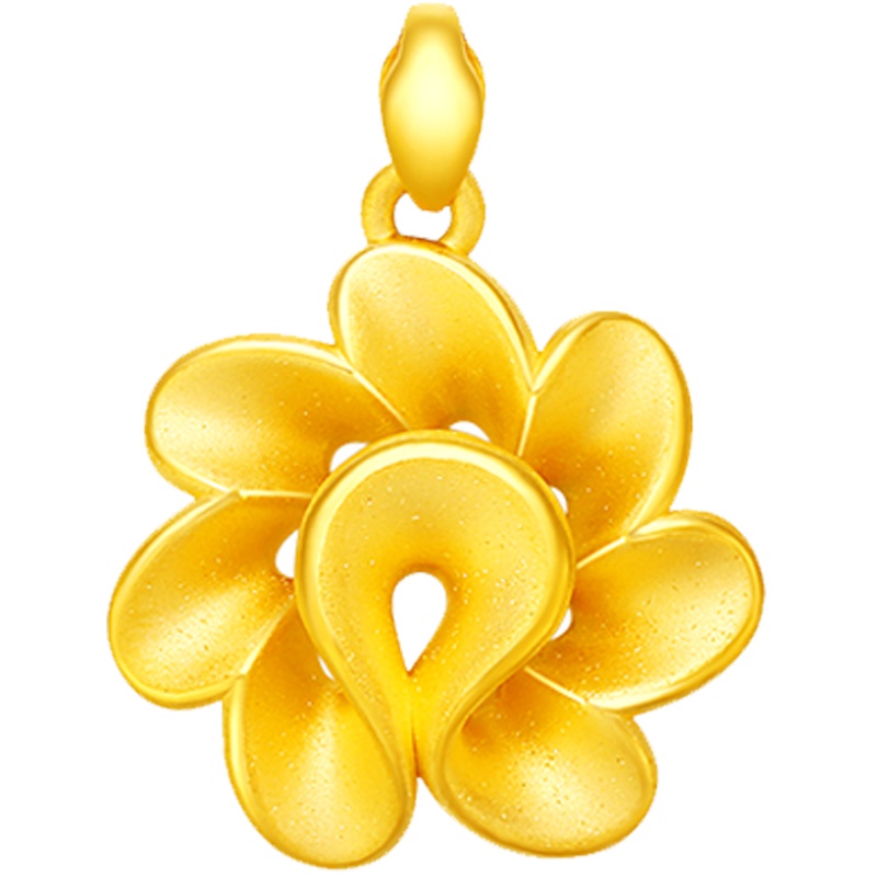金一足金3D硬金时尚花开富贵女士 黄金吊坠 时尚花朵挂坠可配项链送女友送礼 (定价) ACB002