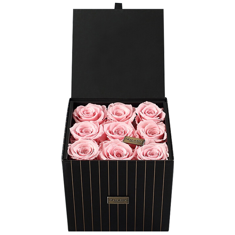 Para Ella 007系列9朵粉色进口玫瑰花永生花礼盒鲜花速递女神节创意礼物情人节礼物生日结婚纪念日礼物送女生女友