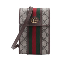 古驰 GUCCI 女士Ophidia系列人造帆布配皮单肩斜挎包手机包迷你款 625757 96IWT