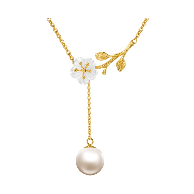 潮宏基 吾爱臻馨 黄18K金珍珠套链项链女款彩金项链坠链