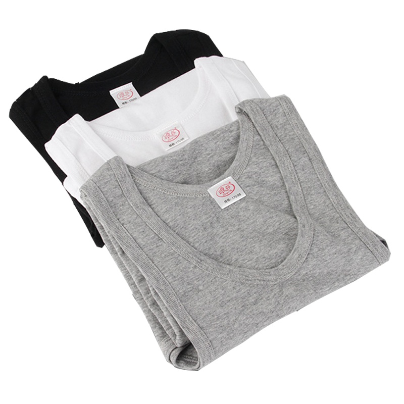 浪莎3件男士背心纯棉青年透气夏季宽松汗衫跨栏吊带白色运动打底