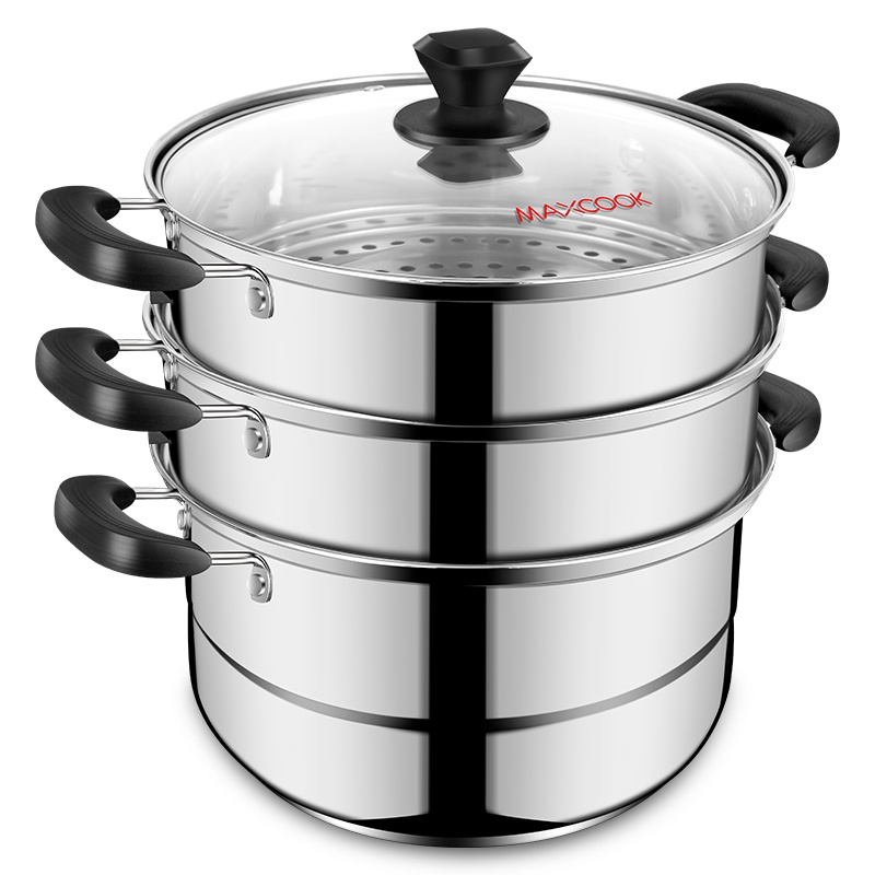 美厨 三层蒸锅 加厚不锈钢复底26cm汤锅 燃气炉电磁炉通用 锅具MZB-26