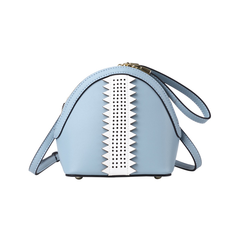 Royal Maine 新款牛皮女包撞色时尚迷你手拎贝壳包单肩斜跨女包