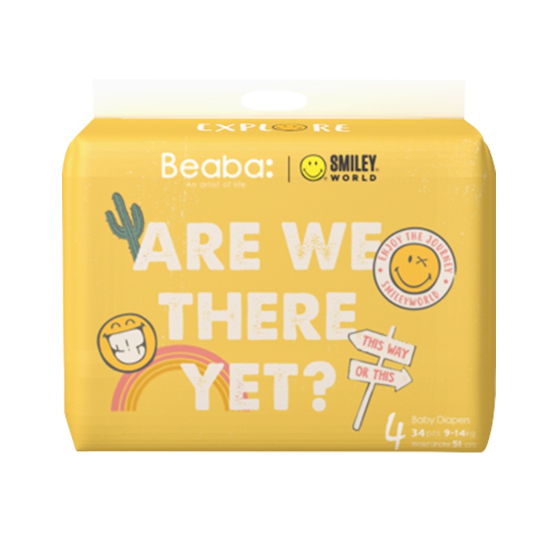 [详情抢大额券]Beaba碧芭Smiley笑脸联名款纸尿裤 L34(9-14kg)