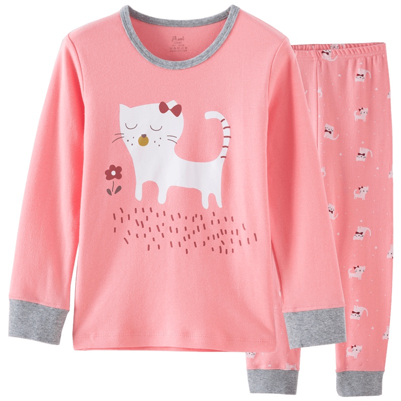 顶瓜瓜女童秋衣秋裤套装纯棉儿童保暖内衣女孩秋冬睡衣宝宝棉毛衫