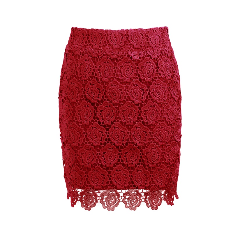 晚白 春夏装新款蕾丝镂空包臀半身短裙优雅气质通勤百搭
