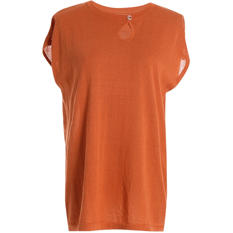 欧昵雪夏季圆领镂空连肩短袖宽松针织衫T恤女显瘦上衣