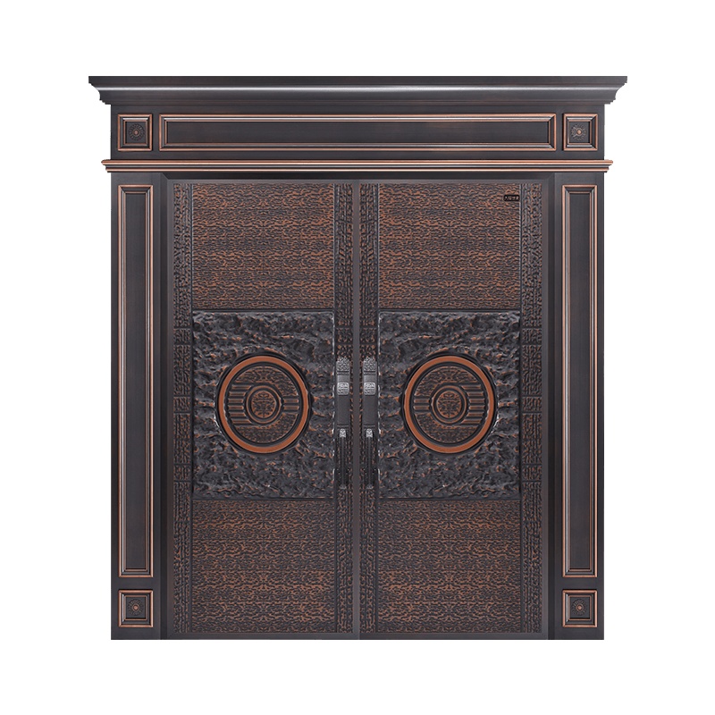 大福防爆铸铝门别墅大门自建房双开门DFSJ-1913家用进户门轻奢入户门定制安全门卡门四开大门仿铜门 Fanggumen