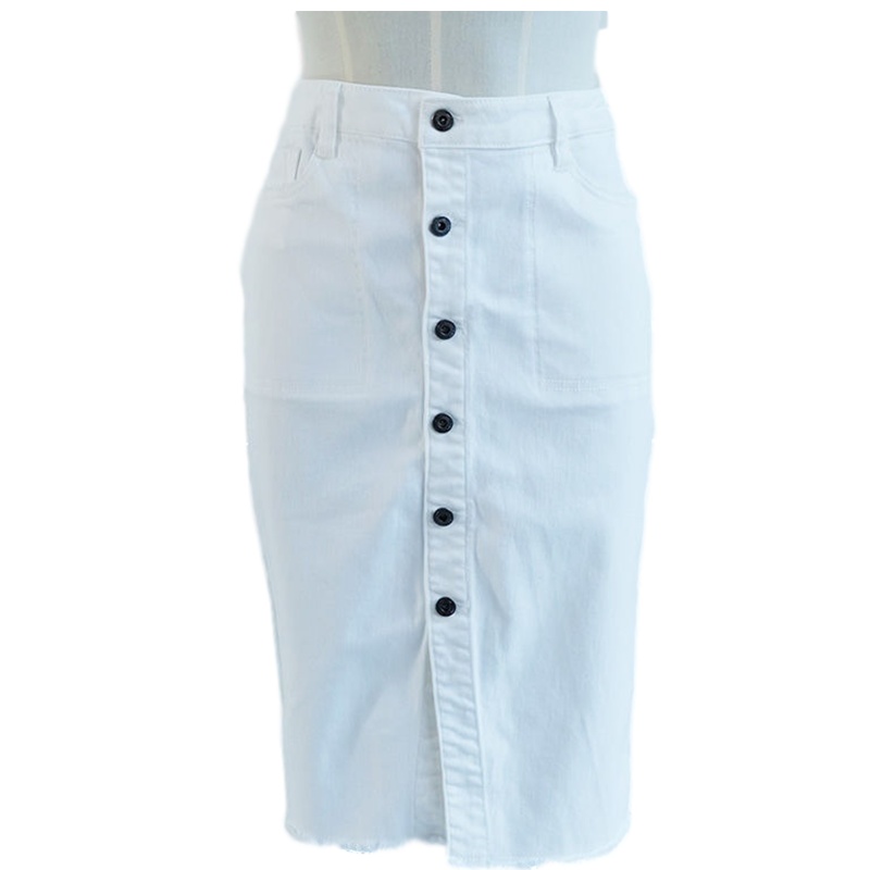 【福利款】拉夏贝尔ulifestyle裙子夏季新款淑女简约显瘦纯色纽扣中长包臀裙