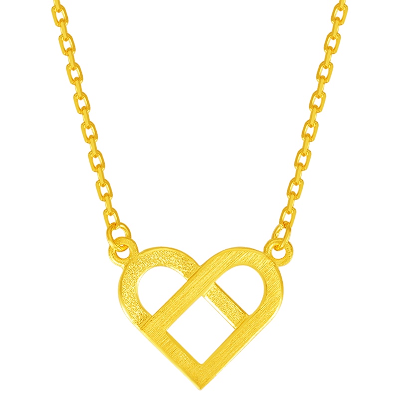 金一国囍 足金黄金精品爱在心尖黄金项链时尚套链送女士(计价)ABC023