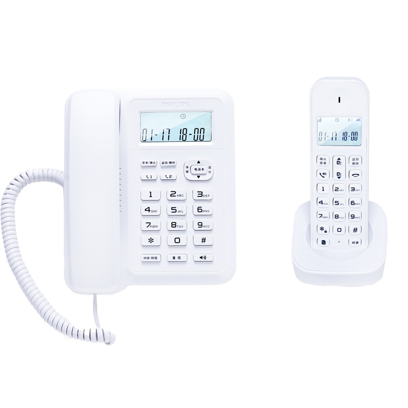 飞利浦(Philips)DCTG167一拖一数字无绳电话机办公家用无线固定座机电话子母机商用免提通话功能(白色)