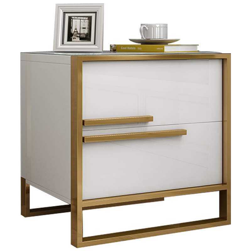 三圣 后现代轻奢实木床头柜 别墅卧室带抽床边储物柜 收纳柜样板房家具