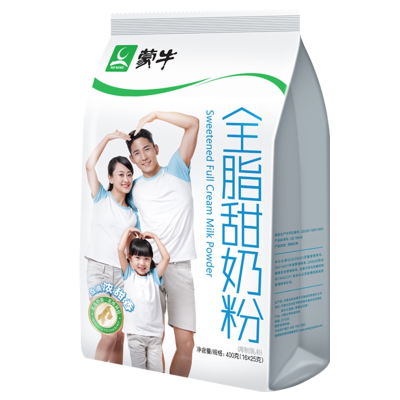 蒙牛全脂甜奶粉成人全家早餐营养青少年女士学生儿童冲饮400g