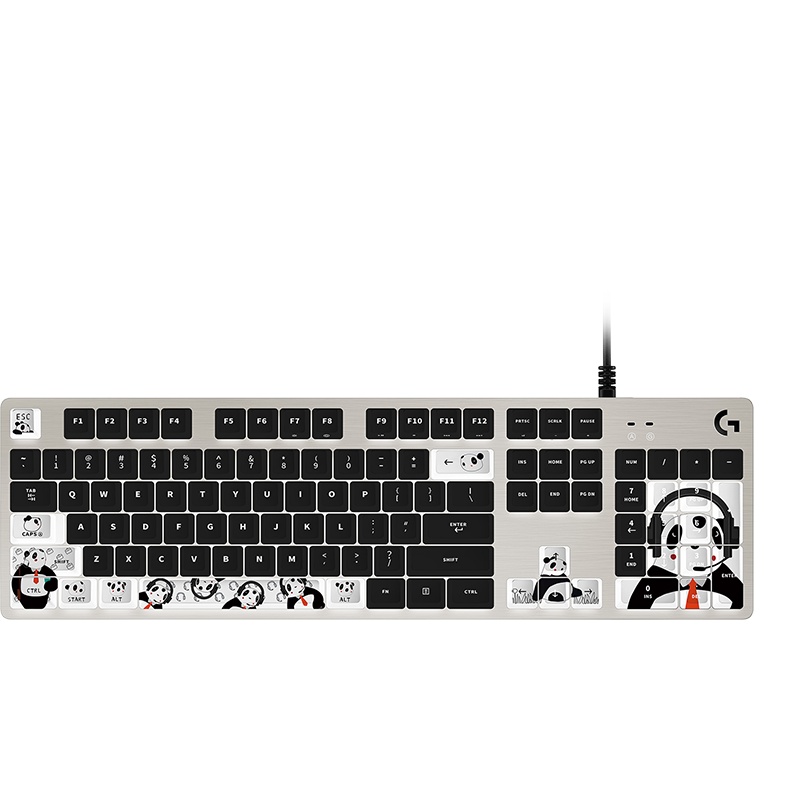 罗技(Logitech) G413有线机械游戏键盘-熊猫滚滚合作版 全尺寸背光铝合金机身 电竞游戏英雄联盟吃鸡键盘 银色