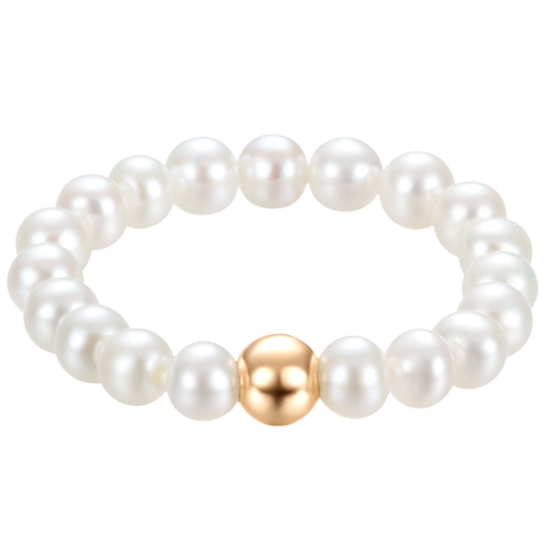 金一国囍18K金女士转运珠淡水珍珠戒指彩金戒指指环礼物(定价)CIA003