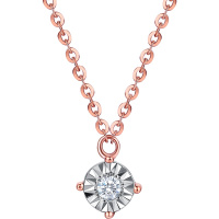 周大生钻石项链正品18k玫瑰金车花显大时尚套链女款送女友