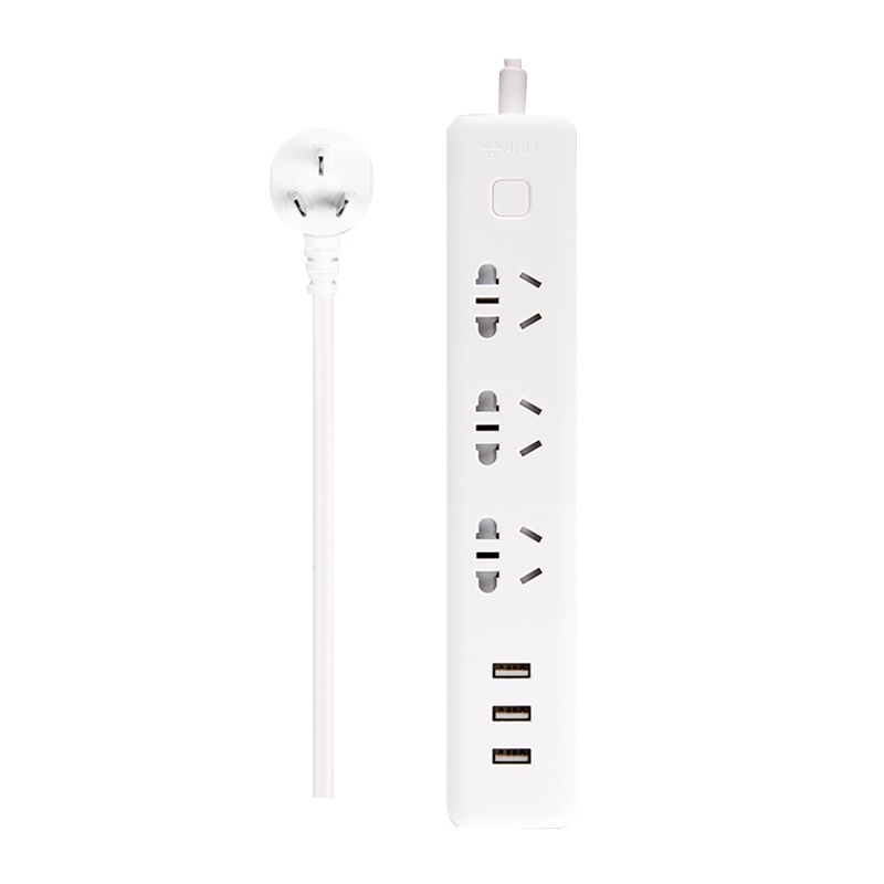 插座插排接线板小白3孔智能充电3个USB 1.8米 GN-B303U