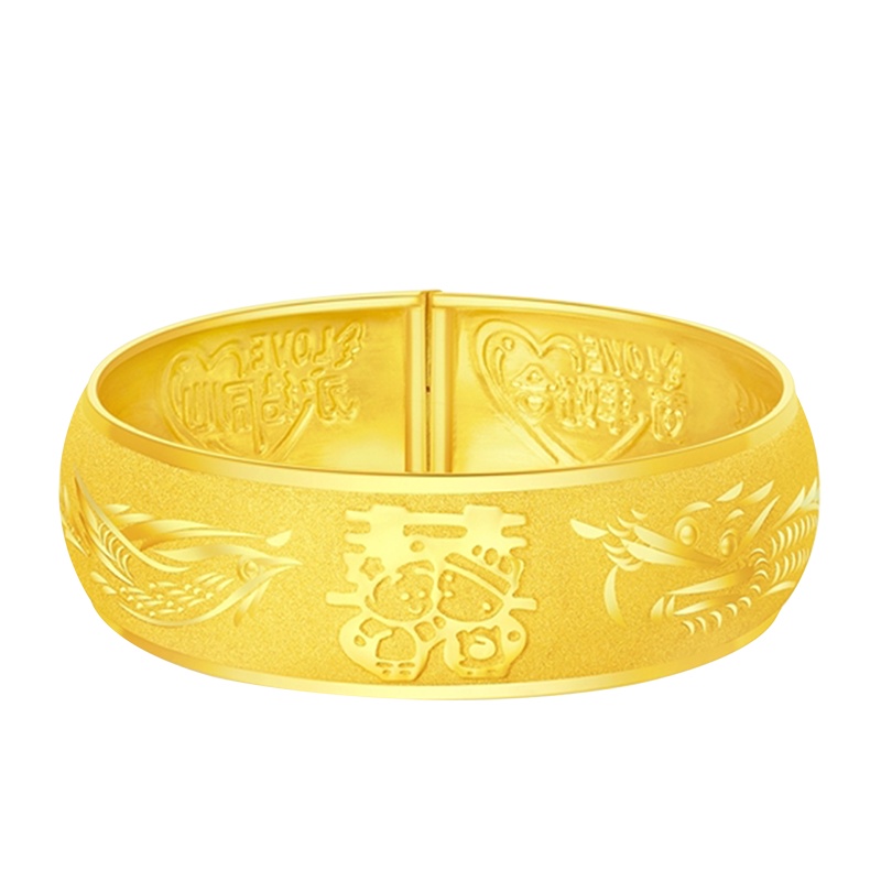 周大福百年好合婚嫁首饰龙凤镯金足金手镯计价（工费：478元）F208139