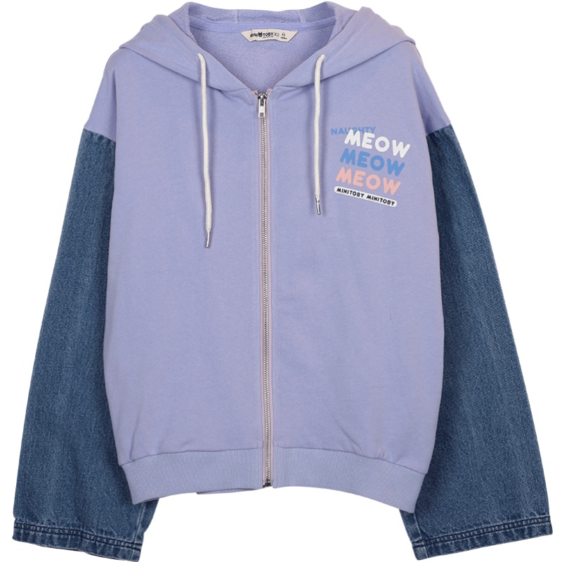 a02新款2020潮流卡通印花个性拼接宽松连帽外套女DTV1A1011KC