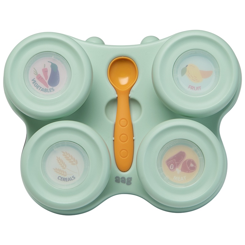 aag婴儿辅食保鲜盒 非玻璃可蒸煮冷冻密封存储工具宝宝便携零食碗浅嗬绿
