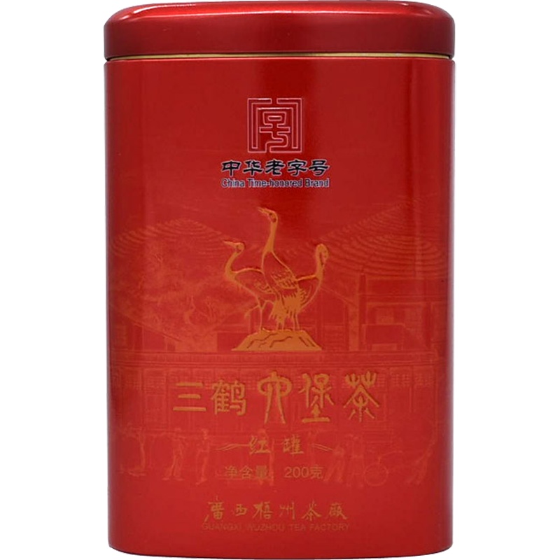 [中华老字号]三鹤六堡广西梧州茶厂 红罐 200g 特级黑茶散茶熟茶广西特产单罐(无手提袋)买2罐送手提袋