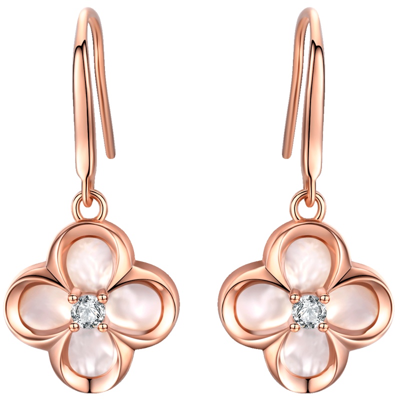 佰色传情纯银高级感耳环新款潮女气质网红耳钉时尚经典四叶草耳饰