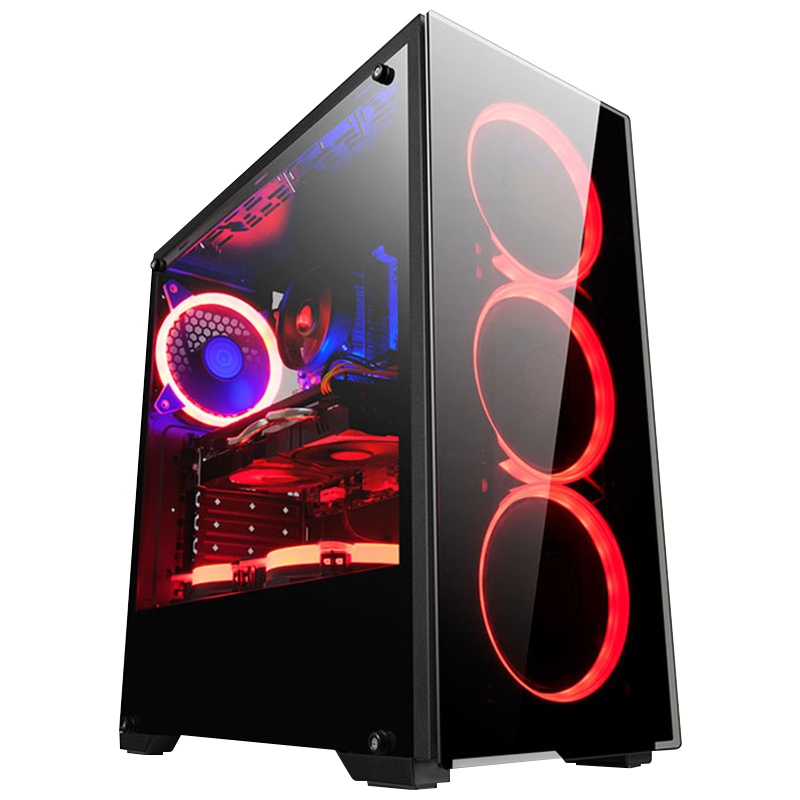 金河田预见N17B(全侧透)台式主机电脑机箱游戏水冷大侧透明atx机箱搭配智能芯580GT额定400W电源