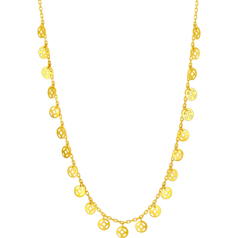 周大生黄金套链 新款正品足金套链黄金项链吊坠铜钱金链子送礼