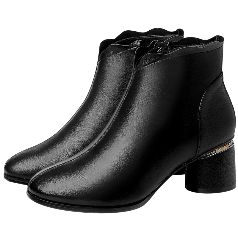 百年纪念Centenary时尚秋冬粗跟长毛绒短靴侧拉链女靴1772