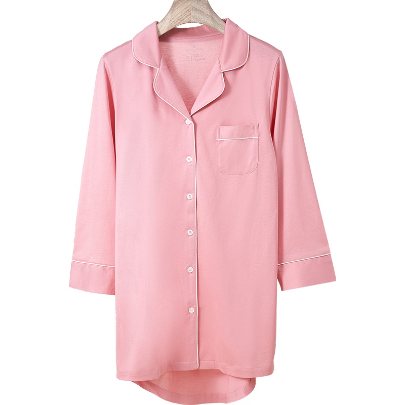 七匹狼100%棉女生睡衣女士家居服睡衣女长袖秋冬纯棉睡裙