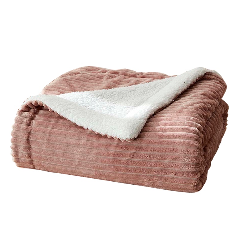 苏宁极物 素色双层加厚法兰绒仿羊羔绒毯子冬季保暖盖毯毛毯 通讯款