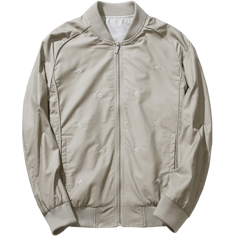 千纸鹤男装棒球服2019秋款青年时尚休闲刺绣飞行茄克莫代尔外套男30181