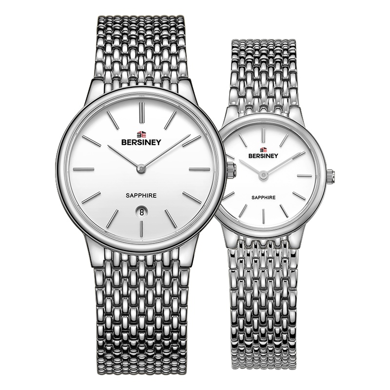 BERSINEY(波西尼)超薄腕表钢带手表男潮进口机芯石英表 男表 30米防水 情侣对表 雅致系列