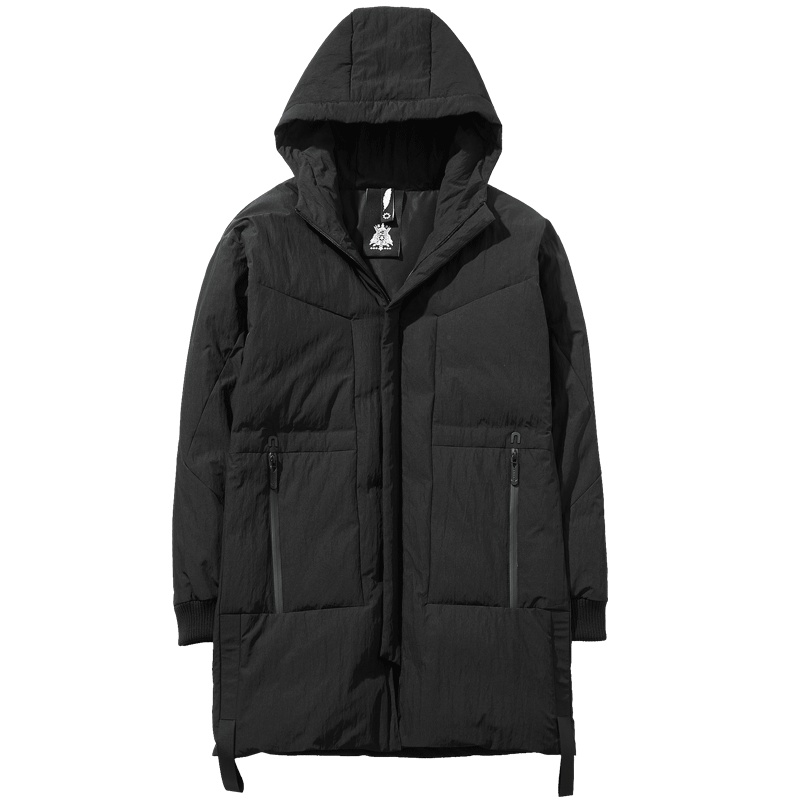 千纸鹤连帽羽绒服男冬季青年男士时尚帅气保暖中长款外套男60083