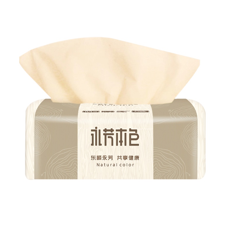 顺清柔本色抽纸3层100抽*4包原生木浆塑包软抽纸
