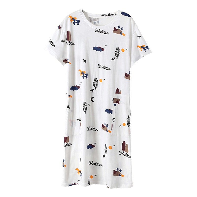 南极人(NanJiren)睡衣女居家休闲棉质舒适樱桃家居服连衣套短睡裙