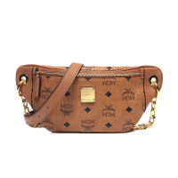 MCM 女士干邑色LOGO图案涂层帆布迷你胸包斜挎包送女友 MWR9ASE49CO001