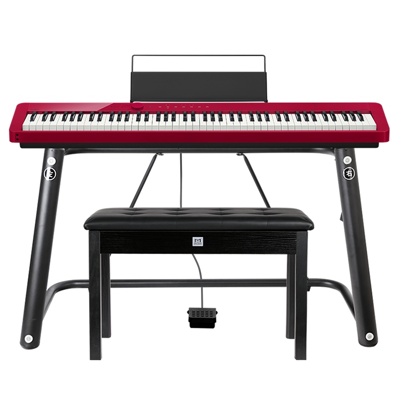 卡西欧(CASIO)电钢琴PX-S1000RD红色 纤薄便携时尚88键 智能触屏 (单机+时尚架+延音踏板)