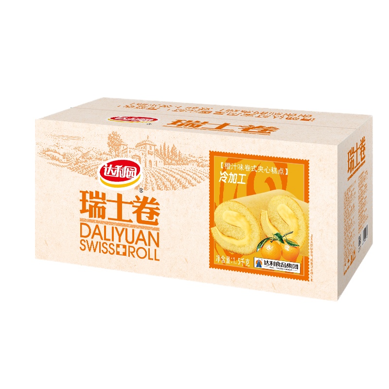 达利园 瑞士卷香橙味 休闲零食早餐面包蛋糕点心 1.5kg