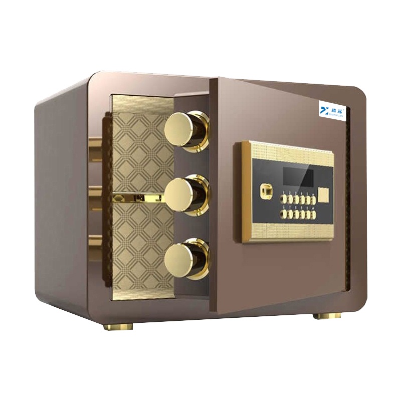臻远全钢实心防盗保险柜 高25cm密码款咖啡金色