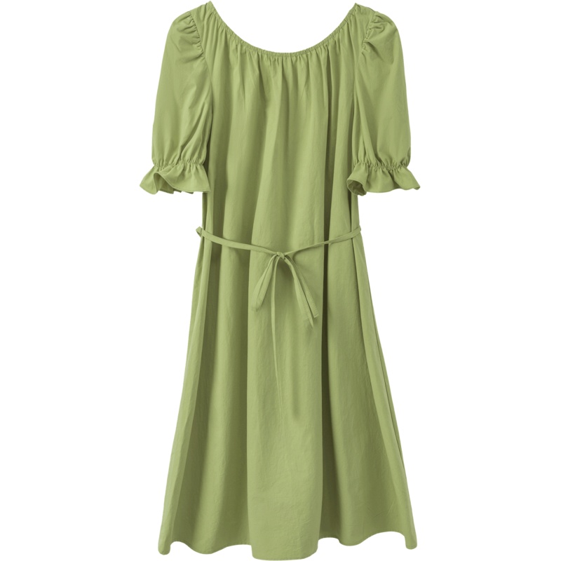 OtherMix法式露背连衣裙2021年夏季新款木耳边串珠宽松公主裙子女