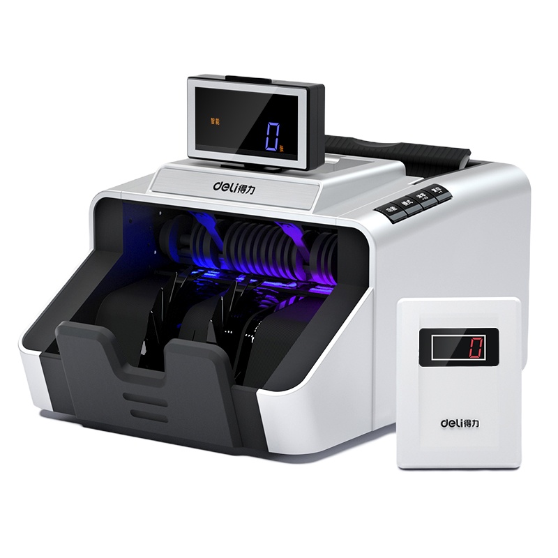 得力deli 3919S点钞机银行专用B类验钞机旋转显示器 超大点钞轮真正双主板支持2019新币真人语音 点验钞机