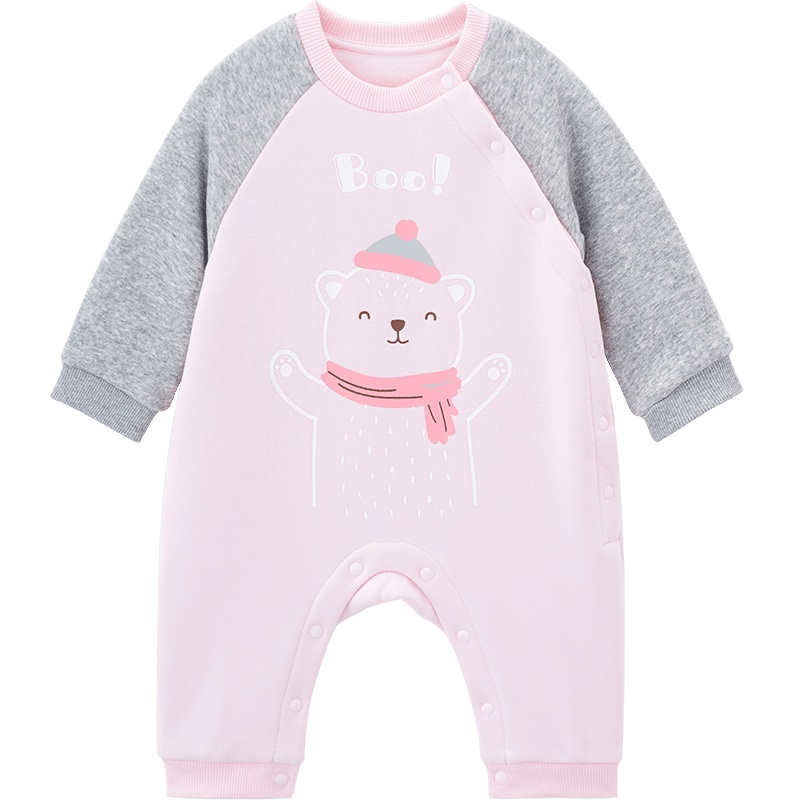 英氏婴儿爬服女宝连体衣外出抱衣加绒保暖10892663 2020新款