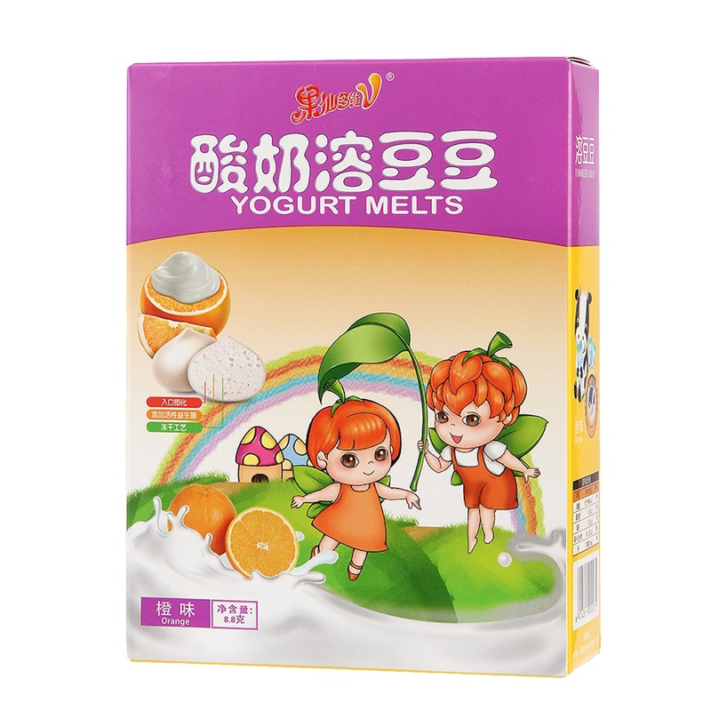果仙多维V 酸奶溶溶豆入口即化酸奶水果豆 橙味 盒装 8.8g