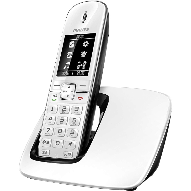 飞利浦(PHILIPS)无绳电话机 无线座机 办公家用 黑名单 来电报号/电话簿/反色屏幕 DCTG490单无绳白色