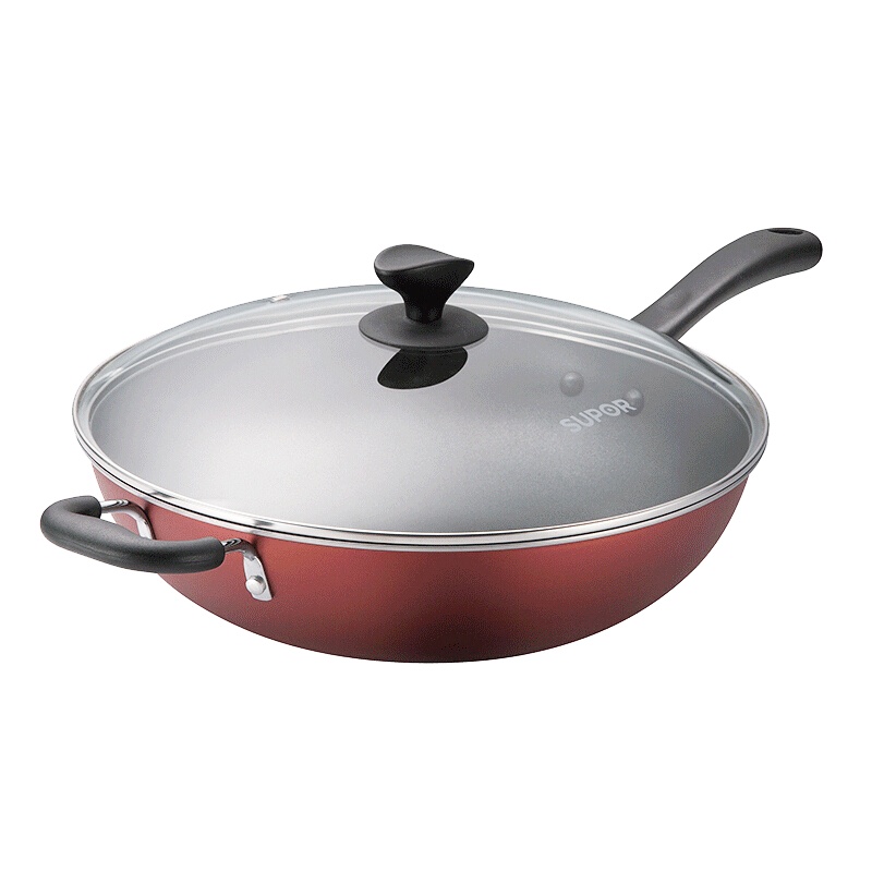 苏泊尔(SUPOR)炒锅不粘锅 煎炒两用锅炫彩易洁无油烟炒菜锅燃气电磁炉通用 NC34F4有副手柄34CM